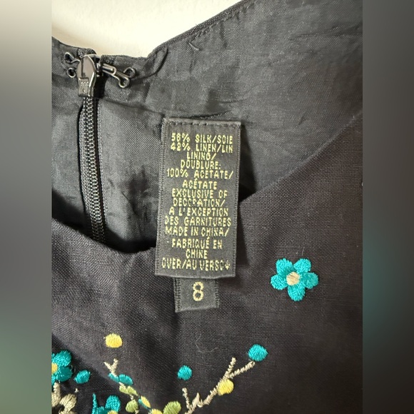 Dana Buchman Fully Embroidered Floral Silk & Linen Top - Picture 5 of 12